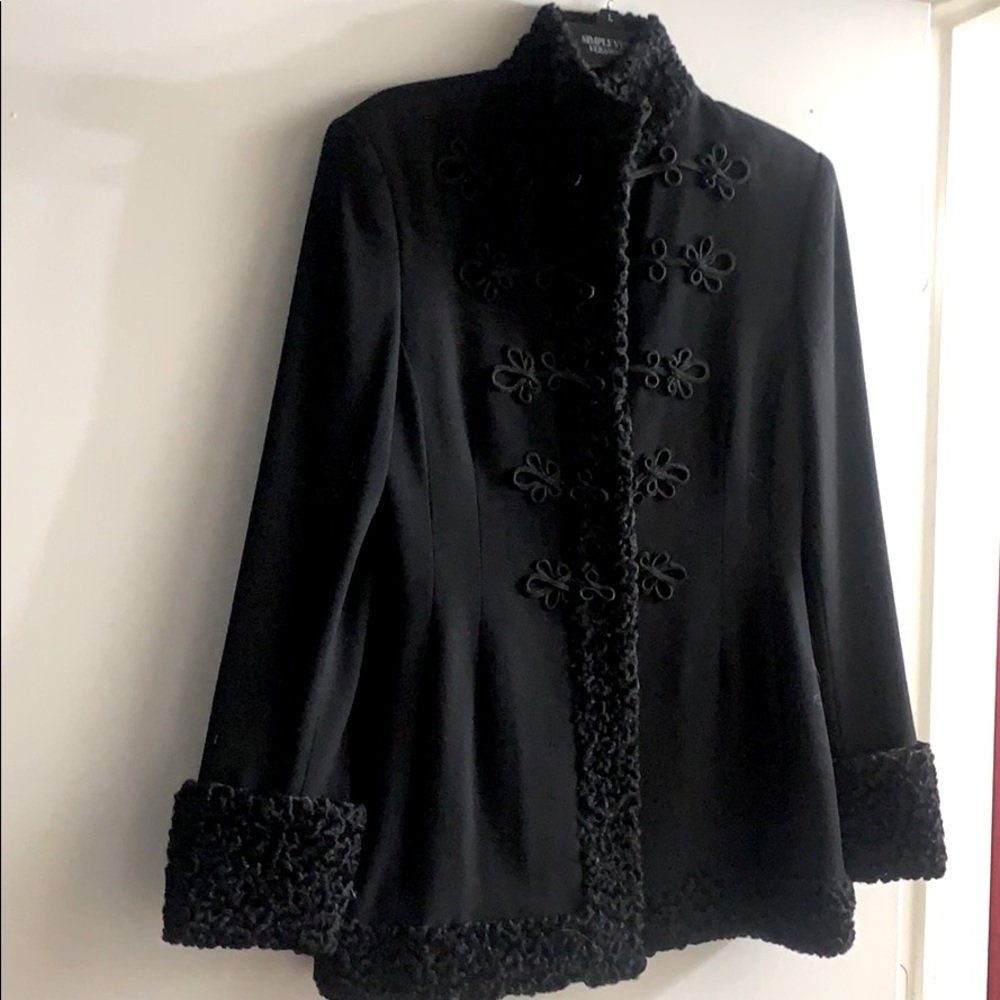 Runway Ralph Lauren black appliquéd coat